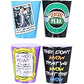 Friends Quotes 1.5-Ounce Plastic Mini Whiskey Shot Glass Cups, Set of 4
