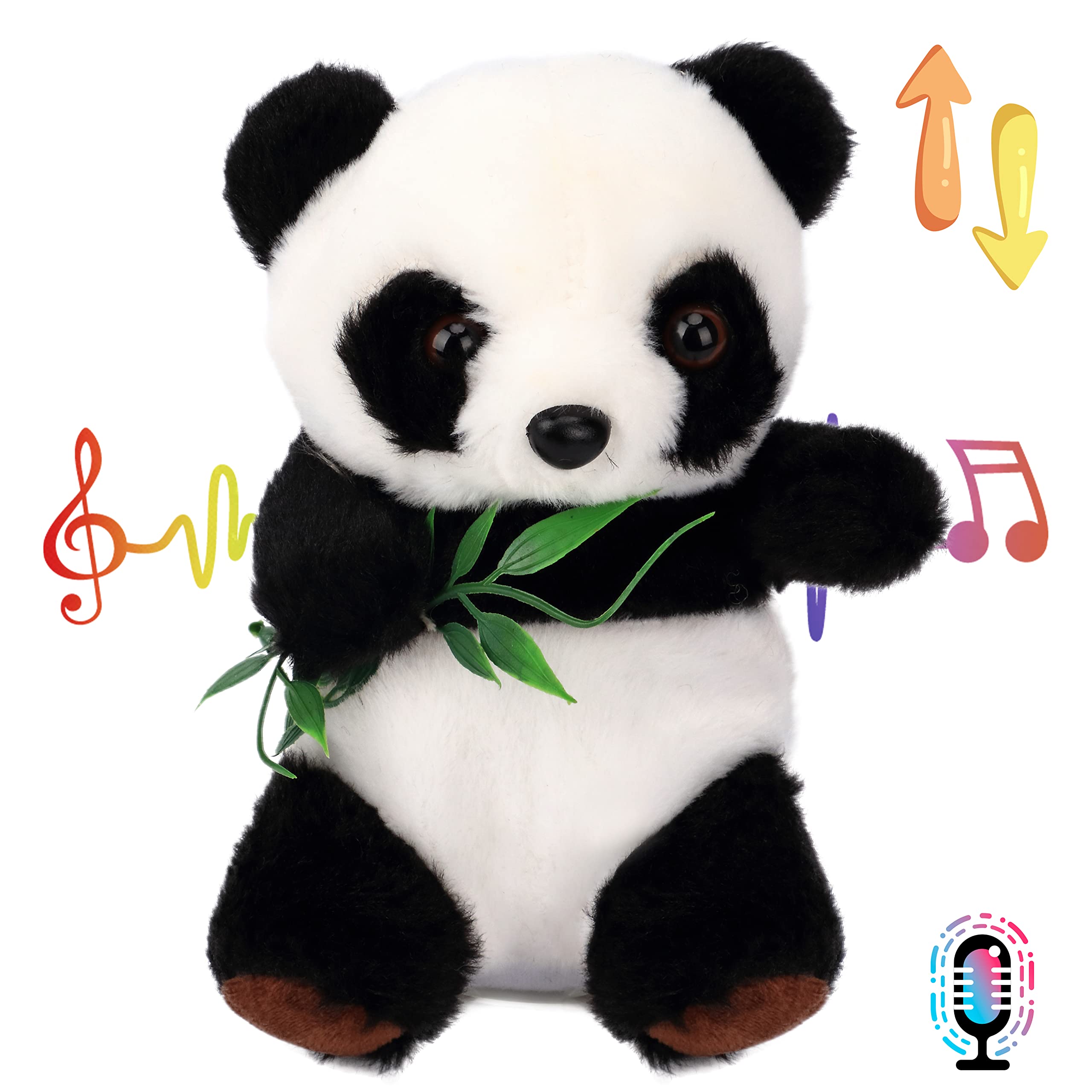 Hopearl Talking Panda Repeats What You Say Nodding Electric Interactive Animated Toy Speaking Plush Buddy Gift for Toddlers, 7''