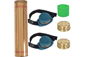 HORLORFE 7 PCS Moxibustion Kit, 2 Smokeless Copper Moxa Boxes, 2 Premium Smoke Filter Bags, 1 Multifunctional Moxa Stick Tank, 1 Insulation Sleeve for Moxa Stick Tank, 1 English and Chinese Guide