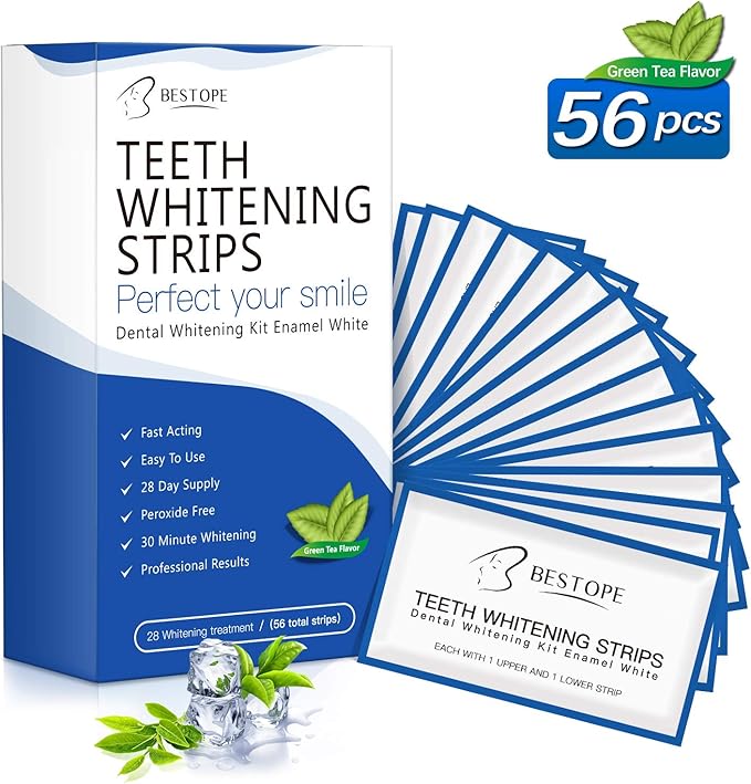 Teeth Whitening Strips(56Pcs), BESTOPE Tooth Whitener Kit for White