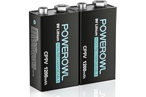 POWEROWL 9V Lithium Batteries, 1200mAh Non-Rechargeable 9 Volt Battery for Smoke Detector Fire Alarms - 2 Pack