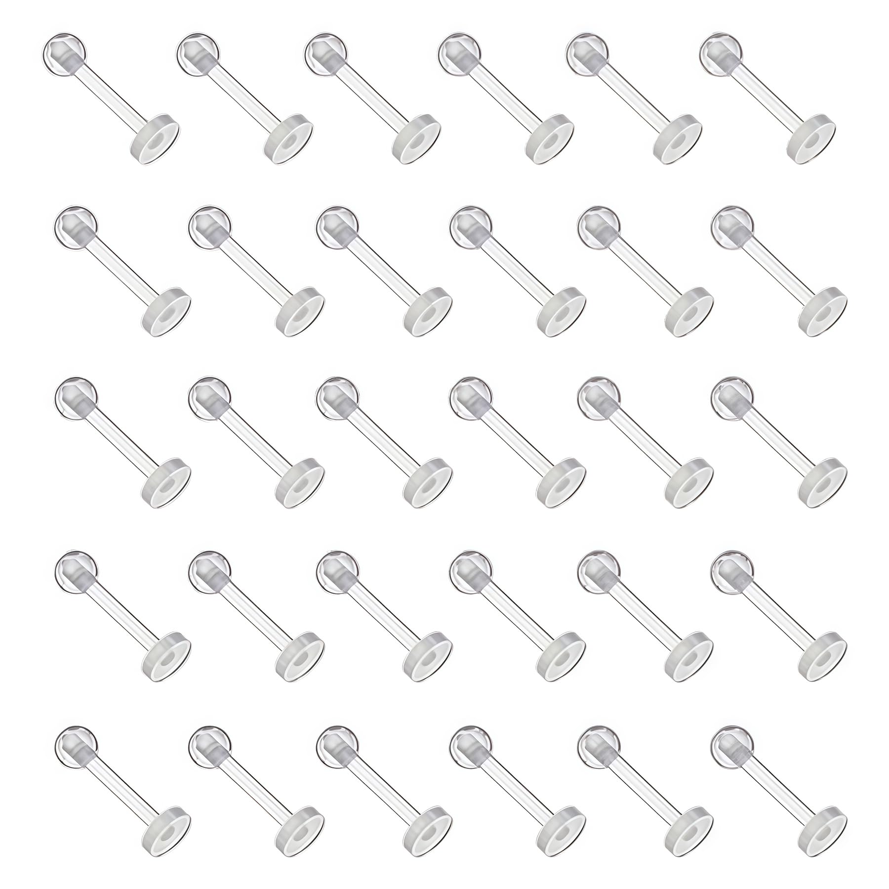 30PCS Clear Acrylic 16G 8mm Nose Rings Studs Lip Studs Tragus Retainer Helix Cartilage Earring Stud Body Piercing Jewelry Nosetril Retainer for Women and Men