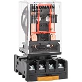 BAOMAIN MK2P-I 220VAC Coil DPDT 8-Pin Power Relay with DIN Rail Socket | Includes Plug-In Terminal Socket, DPDT 2NO 2NC, 10A 250VAC/28VDC, 35mm DIN Rail Mount for Automation &amp; Control Systems
