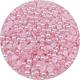 LIMAOLLY 1500pcs 6mm Flatback Half Round Pearls Crafts Beads for Jewelry Making DIY Scrapbook Shoes Clothes Cup Nail Art Decoration(Light Pink)