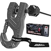 AMBULL 3/8" Tow Winch Hook with Cable Stopper, 10T Winch Hook, Upgrade Heavy Duty Forged Steel Winch Hook, 31967lbs Max Strength, Clevis Clip Hook Set for Synthetic Rope, Off-Road Vehicle, Gray