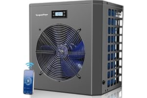 Varpoolfaye 16000 BTU Electric Pool Heater For Above Ground Pool 5000 Gallon Swimming Pool Heat Pump Heating Cooling Mode WiFi Control Schedule Pool Heater 120V 60Hz