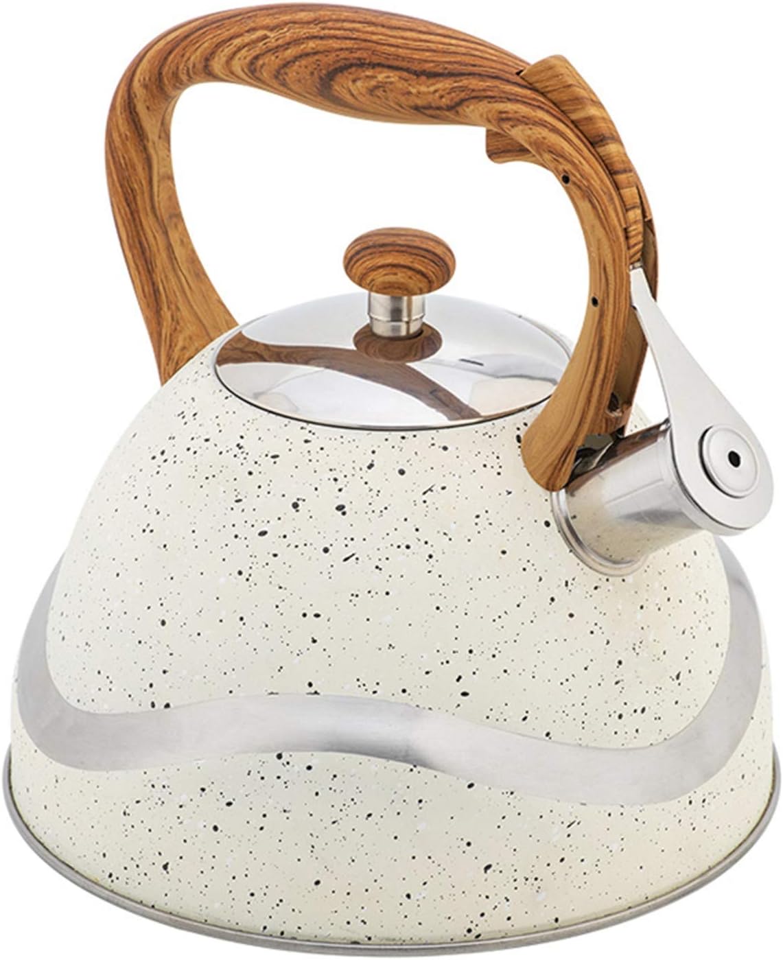 Teapots Whistling Tea AntiHot Handle with Wood Pattern Stainless Steel