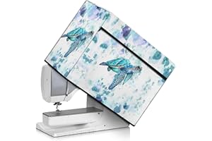 Mintulipy Turtle Sewing Machine Cover with Convenient Pockets Suitable for Most Standard Sewing Machines and Accessories Dust-Proof Machine Washable Fabric Easy Clean