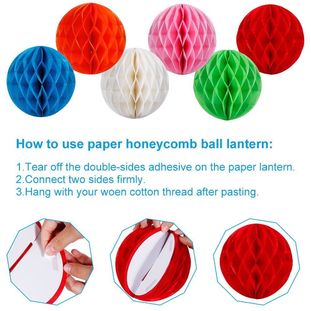 Kit Decorazione Festa di Compleanno, Striscione “Happy Birthday” con 6 Sfere a Nido d\'ape e una Decorazione di Carta Arcobaleno, Party kit