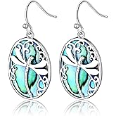 Abalone Drop Dragonfly Earrings Plated with White Gold, Fashionable Natural Shell Dangle Earrings
