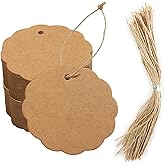Gift Tags with String, 100 Pcs Round Brown Kraft Paper Gift Tags Small Paper Double Sided Blank Hang Label for DIY Craft
