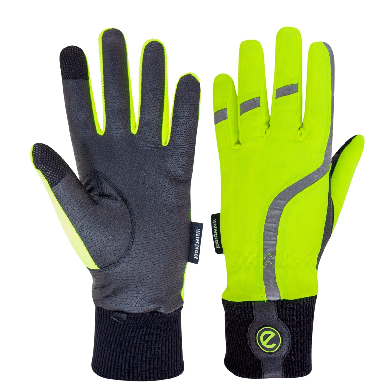 eGlove eQUEST Winter Waterproof Horse Riding Gloves for Equestrians A/W 2022/23 (Flouro Yellow - HiVis Reflective, XXL)