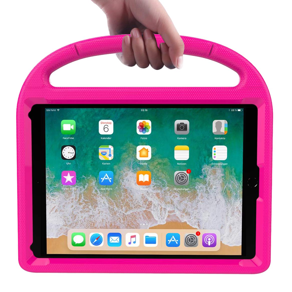 Suplik Kids Case for iPad 5th/6th Generation (9.7-inch, 2017/2018), iPad Air 2 Case with Screen Protector, Pro 9.7 Durable Shockproof Protective Cover with Handle Stand for Kids, Pink