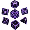 7 Pieces Metal Dices Set DND Game Polyhedral Solid Metal D&D Dice Set with Storage Bag and Zinc Alloy with Enamel for Role Pl