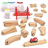 WudBudz Wooden Train Tracks 60 Piece Set, Track
