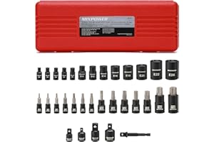 MIXPOWER 32PCS Torx Bit Socket Set, 14 Star Bits (T8-T70)& 13 E-Torx Sockets (E4-E24), CR-V & S2 Alloy Steel