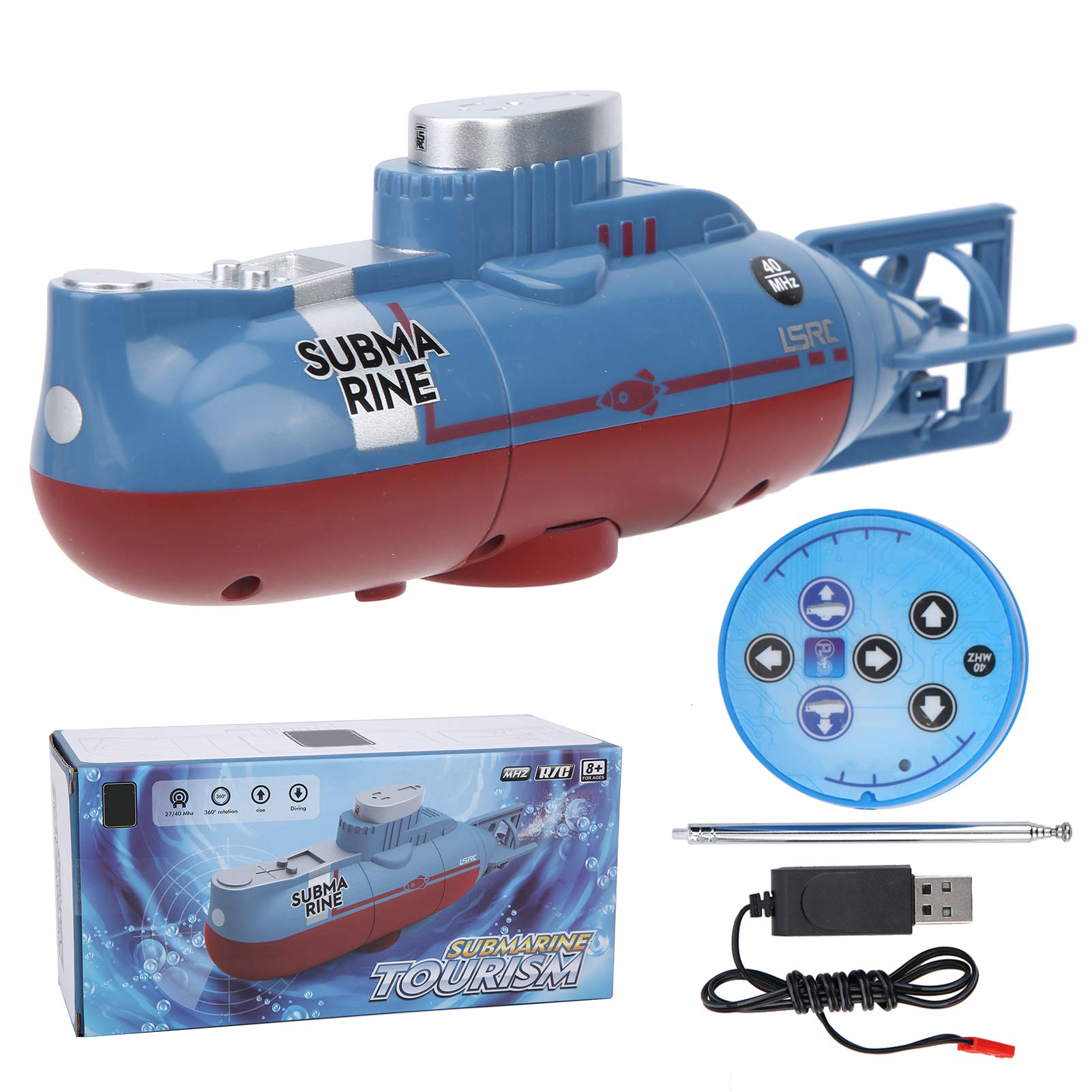 CHEOTIME Mini Submarine Toy with 360° Rotation & 0.5m Dive Depth, Underwater Diving Remote Control Boat for Kids Birthday Present, Fish Water Tank