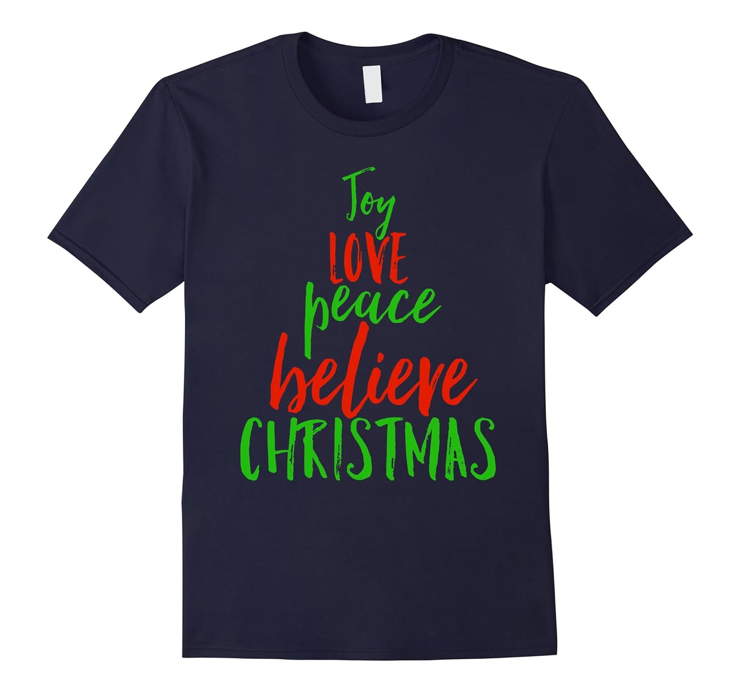 Joy Love Peace Believe Christmas Tree Christian Faith Shirt-ANZ
