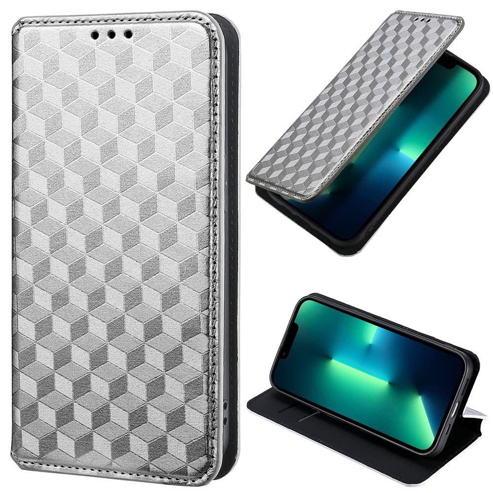 BELLA BEAR Blackview Oscal C80 Phone Case, Magnetic Flip Leather Wallet Case, Kickstand Case, Shockproof Protective Case for Blackview Oscal C80-Silver