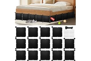 LEICHTEN Under Bed Blocker for Pets 11.8" Height 166" Length in Total, Adjustable Bed Blockers to Keep Cats/Dogs Out from Under Beds Fit Queen, King Bed 2 Sides, Easy to Use, Black