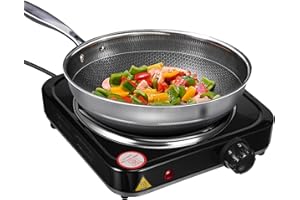 KQIANG Hot Plate for Cooking - Electric Double Burner Cooktop with Dual Control, 5-Level Temperature Settings, 1000W Portable Electric Coil Burner, Easy to Clean for Kitchen and Camping