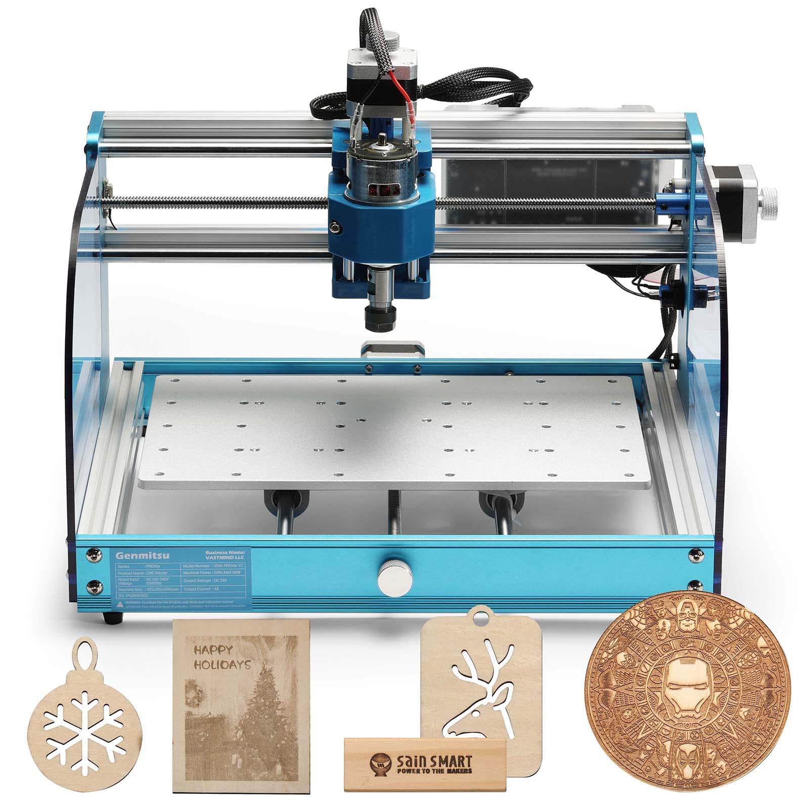 Genmitsu 3018-PROVer V2 Upgraded Desktop CNC Router Machine with GRBL Offline Control, Limit Switches & Emergency-Stop, XYZ Effective Working Area 284 x 180 x 40mm (11.2 x 7.1 x 1.6 inches)