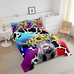 Highland Cow Bedding Set for Boys Teens Black and