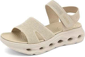 UBFEN Womens Walking Hiking Sandals Comfortable Arch Support Non Slip Adjustable Straps Cushioned Footbed Platform Sport Water Sandals Summer