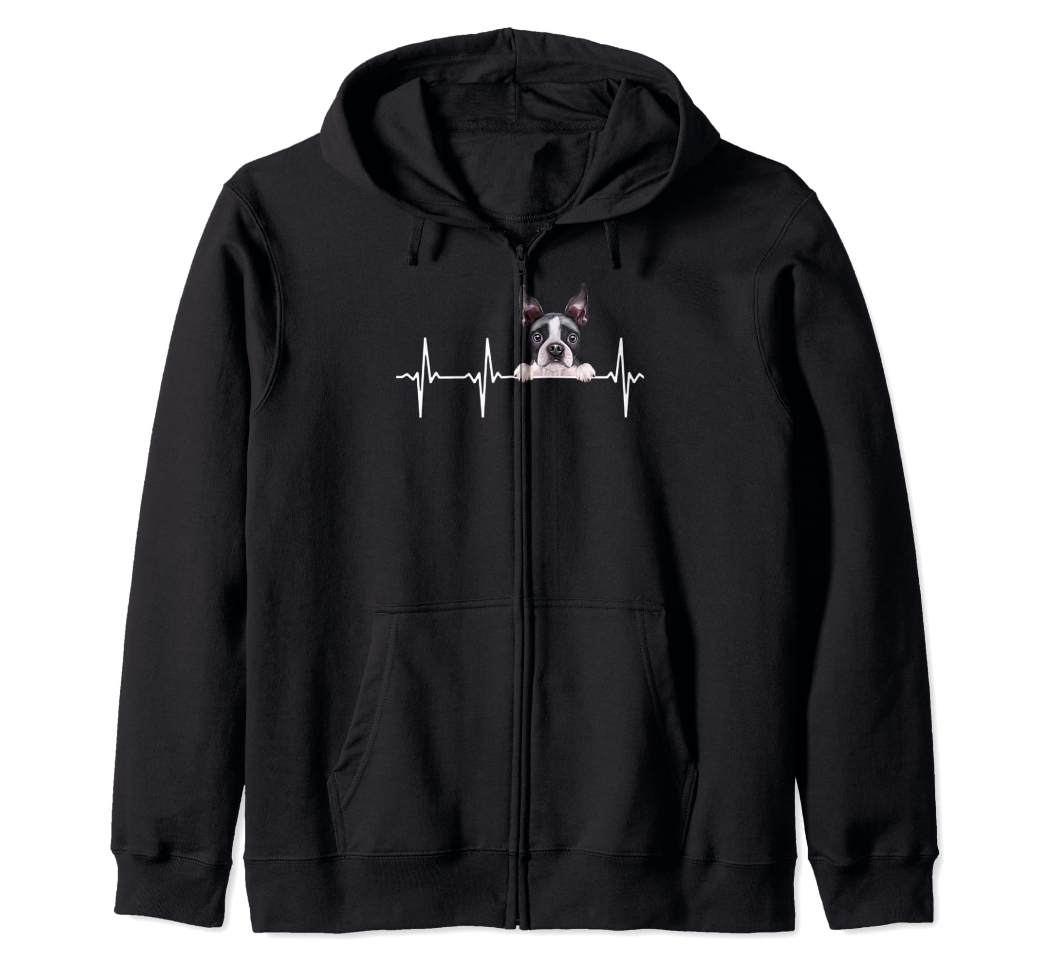 Funny Dog Heartbeat For Boston Terrier Lovers Zip Hoodie