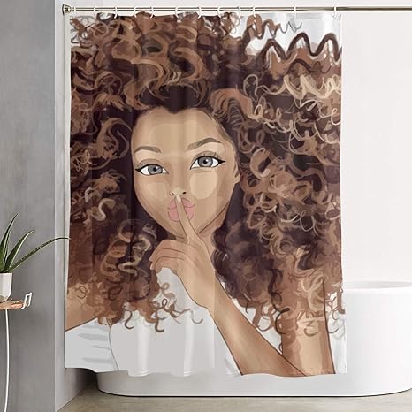 Shower Curtain Beautiful Mixed Race African Girl Blonde Afro Hair