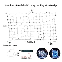 Dirnun Led Christmas Net Lights White Outdoor