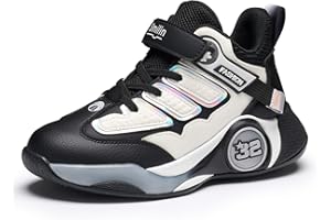 SMILIN Boys and Girls Basketball Shoes, Lightweight Non-Slip Kids Running Sneakers for School and Play, Breathable Cushioned 