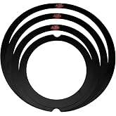 Beatello 5 Pack Drum Dampening Ring Set, Low-End Control Universal 8-16" Tom/Snare Overtone Control Rings, Reduce Ringing &amp; Enhance Warmth, 7 Colors (Black-4Pcs)