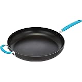 Amazon Basics Hard Anodized Non-Stick 14-Inch Skillet with Helper Handle, Turquoise