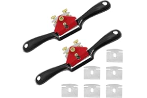 Bonsicoky 2Pcs 8.5" Adjustable SpokeShave with Flat Base and 5 Pcs 2" Replacement Blades, Metal Manual Planers, Woodworking Hand Tools For Craft, Wood Craver