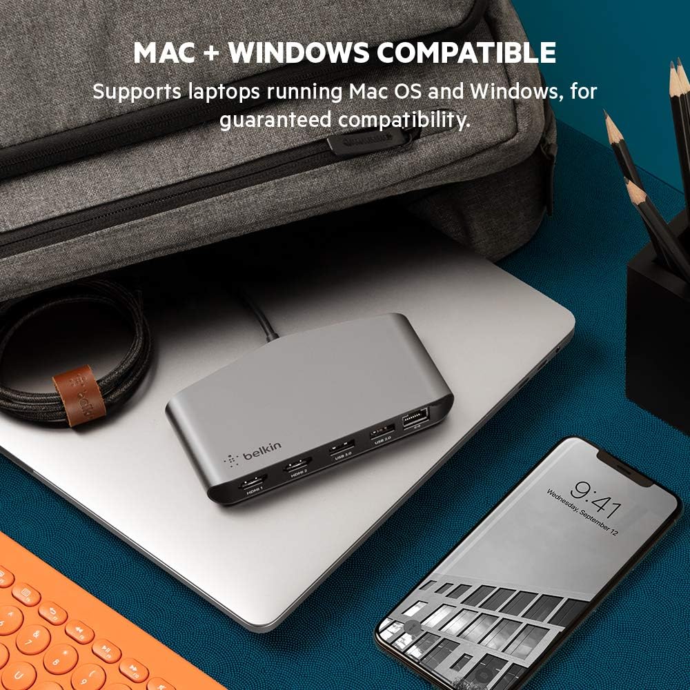 Belkin Thunderbolt 3 Dock Mini W/ Thunderbolt 3 Cable (Thunderbolt Dock for MacOS and Windows USB-C Laptops, Dual 4K @60Hz, 40Gbps Transfer Speeds): Computers & Accessories