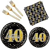BQK 96 Pcs 40th Birthday Plates and Napkins Party Supplies 40th Birthday Party Decorations 40th Birthday Decorations for Men