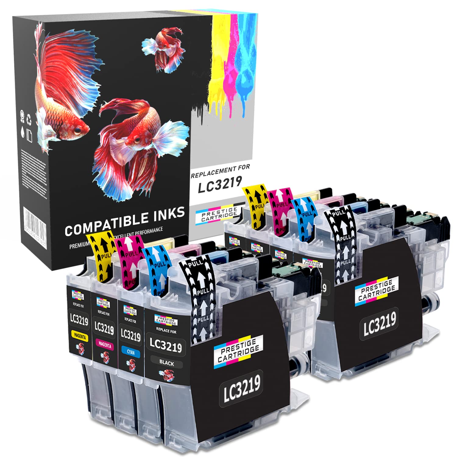 PRESTIGE CARTRIDGE Pack of 8 Compatible LC-3219XL Ink Cartridges for Brother MFC-J5330DW, MFC-J5335DW, MFC-J5730DW, MFC-J5930DW, MFC-J6530DW, MFC-J6930DW, MFC-J6935DW
