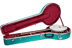 Crossrock ABS Molded Banjo Case for 5-String Resonator & Tenor | Matte Finish, Locking Latch, Backpack Straps – Lightweight Hardshell Protection-Mint Blue (CRA861BJMB)