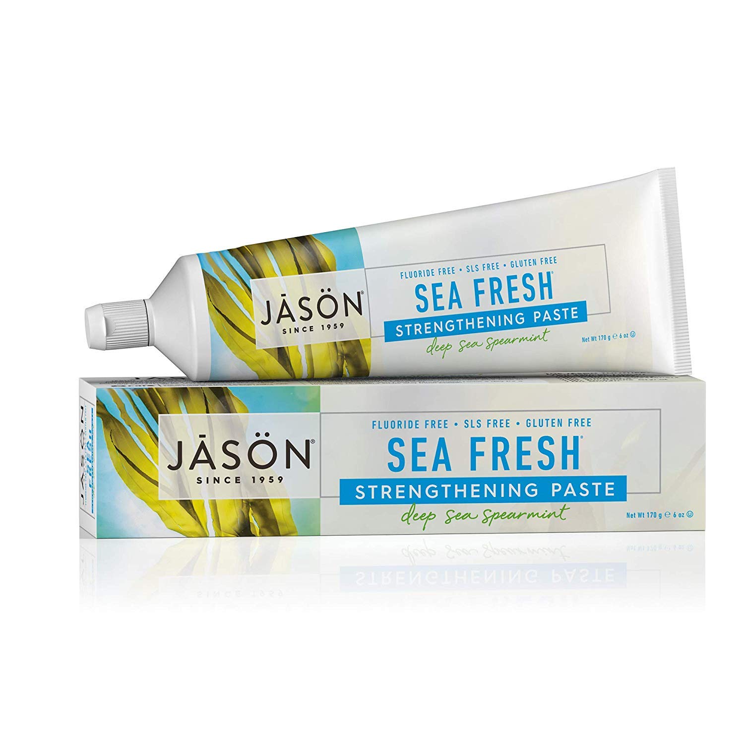 JASON Powersmile Whitening Fluoride-Free Toothpaste, Powerful Peppermint, 6 Ounce Tube : Beauty