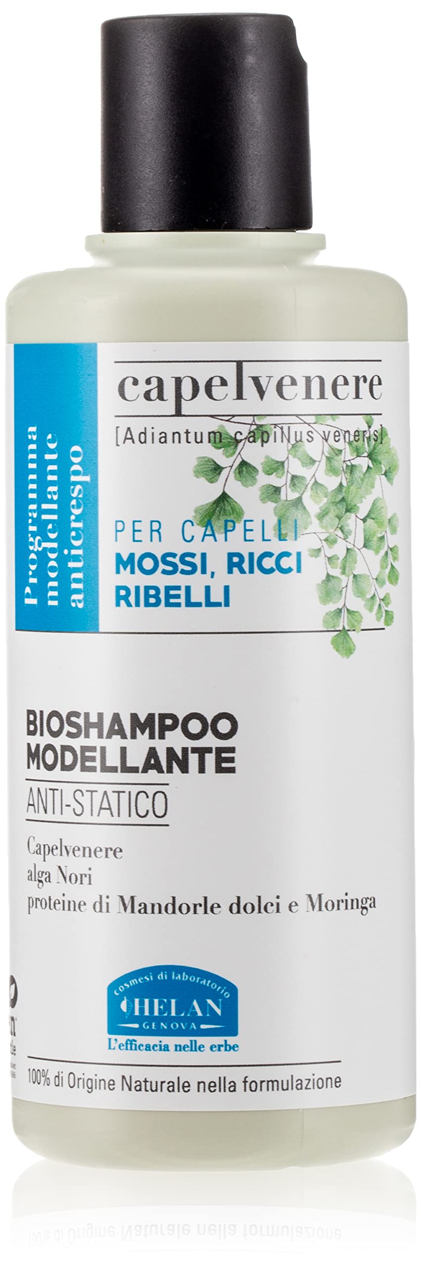 Helan Capelvenere - Professional, Anti-Static, Styling Shampoo for Wavy, Curly, Rebellious Hair, Gentle Vegan Hair Care for Greater Elasticity, Softness & Combability - Made in Italy Shampoos, 200 ml