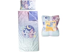 Jay Franco Kids Slumber Bag and Pillow - 54 x 27 Inch Comfy Indoor Sleeping Bag for School and Sleepovers, 2 Piece Set, Multi - Lilo & Stitch