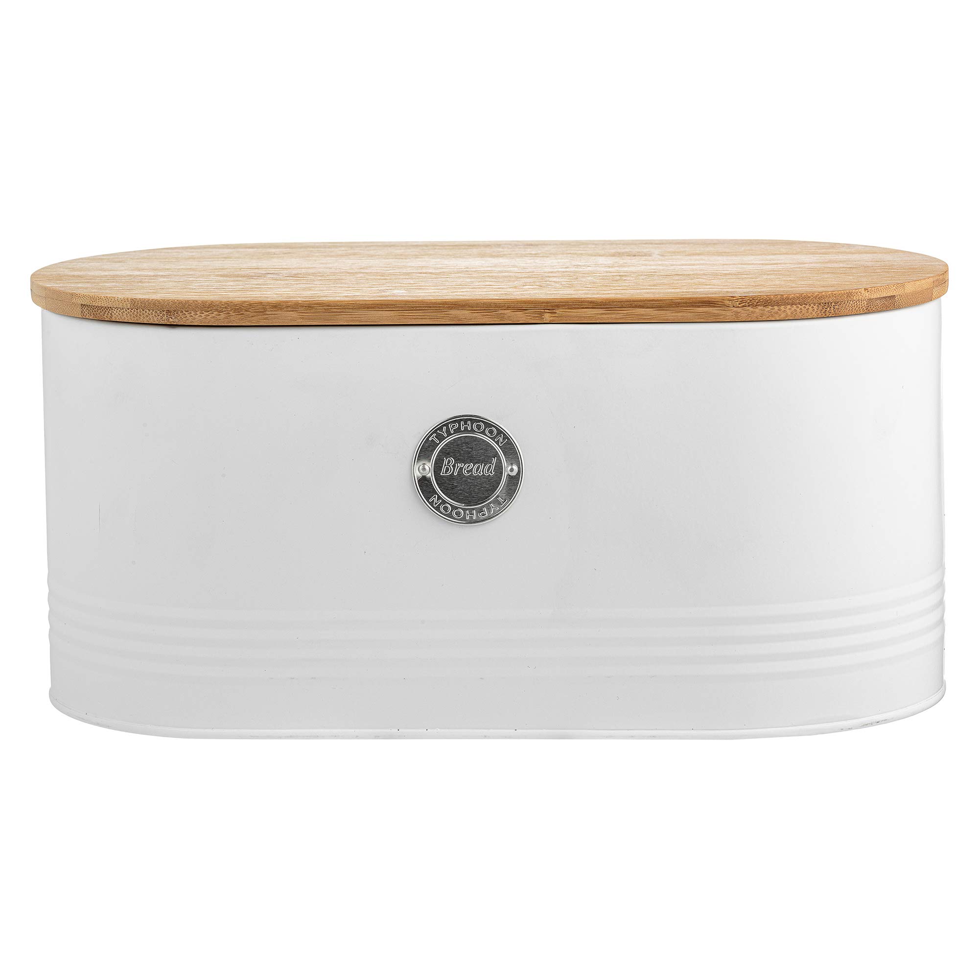 EHC Arctic Round White Bread Bin Crock Storage Container With Lid, L33.5 x W18 cm x 16(H) cm - 7.5 Litre, White