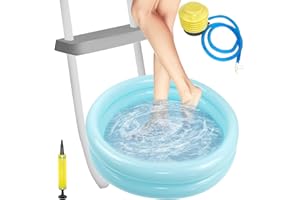 KKONHII Portable Inflatable Pool Foot Bath Basin, Blue, Round, Foldable, 23.6 x 23.6 x 3.9 inches, Suitable for All Ages