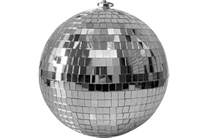 GOOTHY Mirror Disco Ball, 8 Inch Silver Hanging Disco Ball, Sparkling Party Decorations Mirror Disco Balls for Holiday Home Wedding, Birthdays, Christmas, New Year, Dance Floors Club Stage