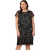 Adrianna Papell Womens Beaded Cocktail Dress