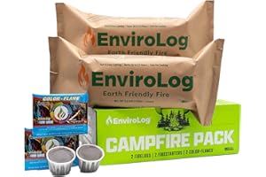 ENVIRO-LOG EnviroLog Campfire Pack, 2 Fire Logs, 2 Fire Starters, and 2 Color Flames, for Indoor or Outdoor Fireplace, Fire Pit, Bonfire, and Camping – Safe & Sustainable