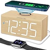 DreamSky Wooden Digital Alarm Clock with Wireless