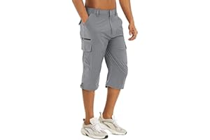 TACVASEN Men's Capri Pants Long Shorts Below Knee Cargo Shorts 3/4 Hiking Lightweight Quick Dry with Pockets for Workout