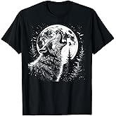 Graphic Tee Wolf Howling Moon Forest Nature Wildlife Animal T-Shirt